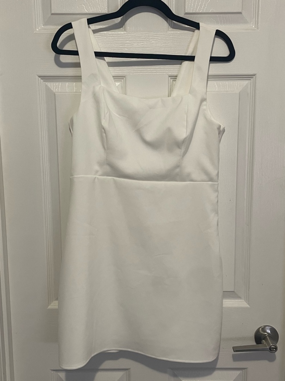 Lulu's White Square-Neck Mini Dress with Bow Back